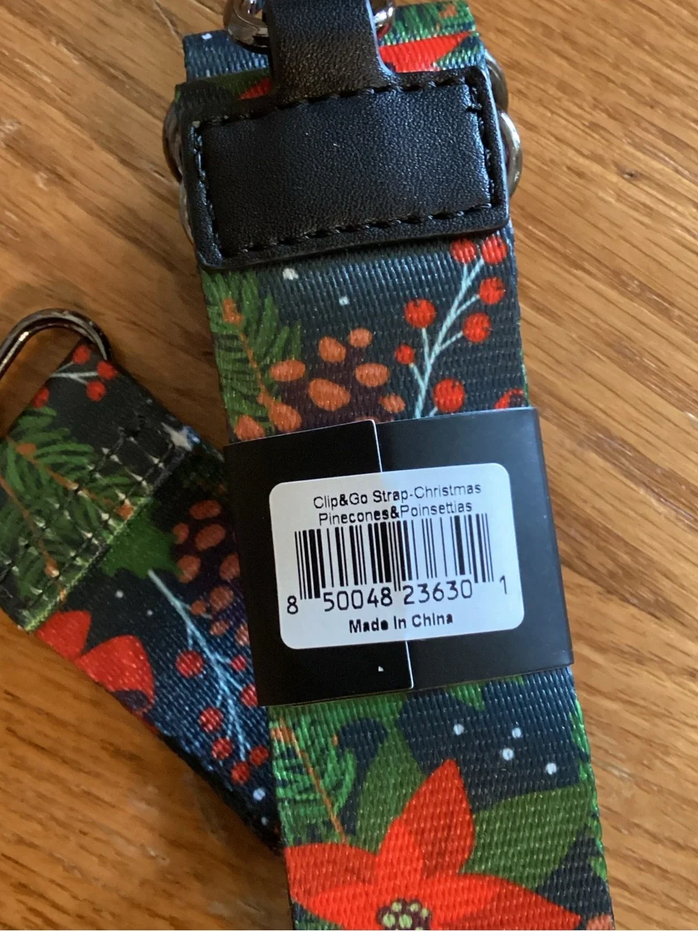 The Girls Green & Red Floral Clip & Go Lanyard with Gunmetal Clip